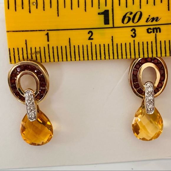 Garnet with Citrine Briolette dangle earrings - Picture 6 of 6